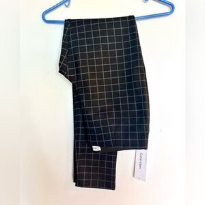 NWT Calvin Klein women’s dress pants size 4. Black plaid. Stretchy waist tapered